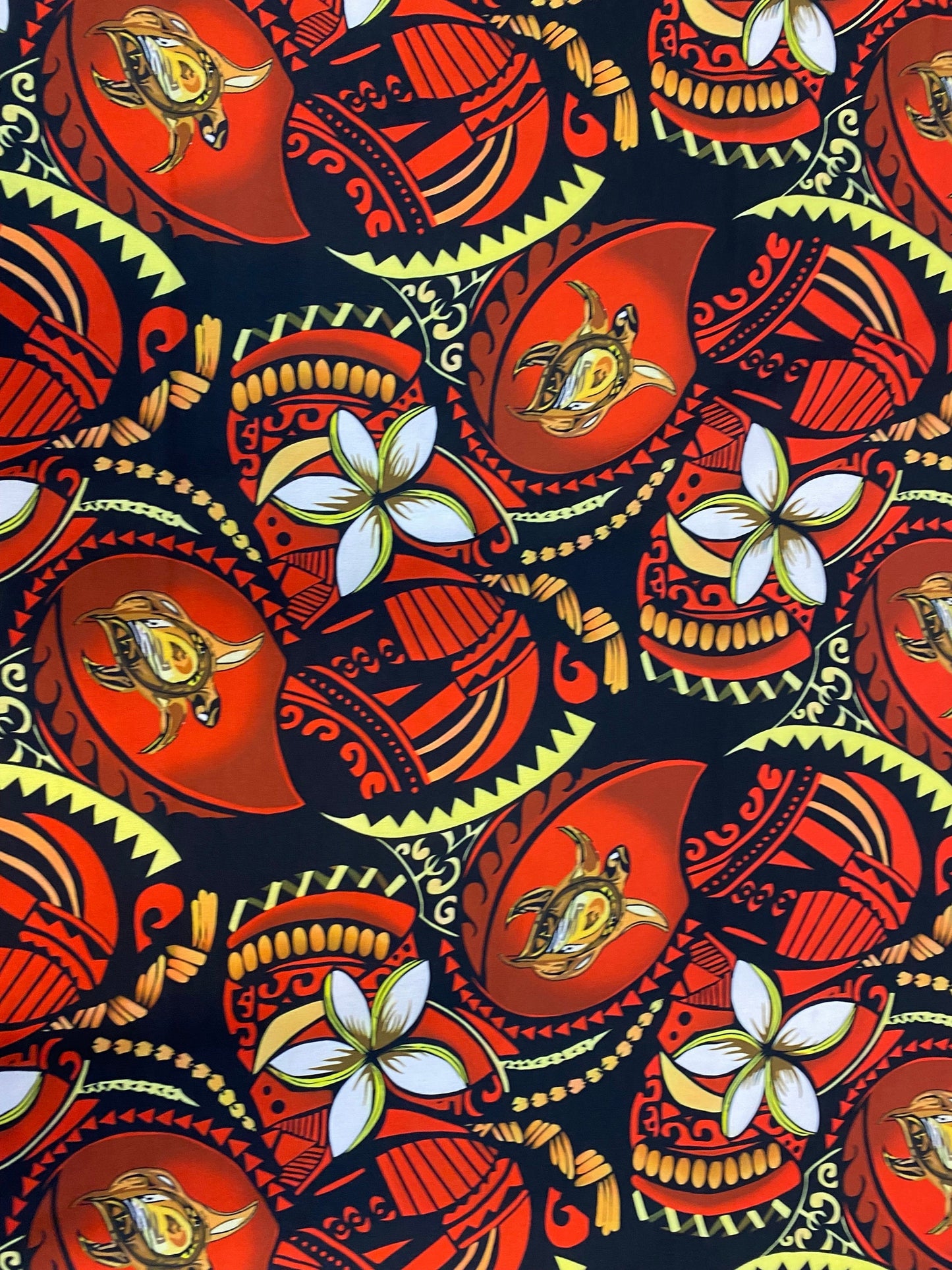 New Tropical Hibiscus and Turtle Design Polynesian Fabric - Lt. Peach Skin Fabric- by the Yard 58" Wide - New Design - Island Fabric | Gtex Fabrics
