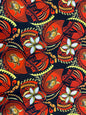 New Tropical Hibiscus and Turtle Design Polynesian Fabric - Lt. Peach Skin Fabric- by the Yard 58" Wide - New Design - Island Fabric | Gtex Fabrics