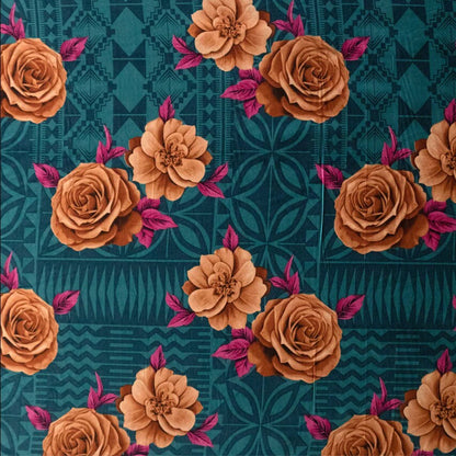 Polynesian Rose Geometric design | New Fabric - Abstract Print Luau All Over Design - Peach Skin Fabric 45" - Peach Skin Fabric- by the Yard 58" Wide - New Design - Island Fabric 108 | Gtex Fabrics