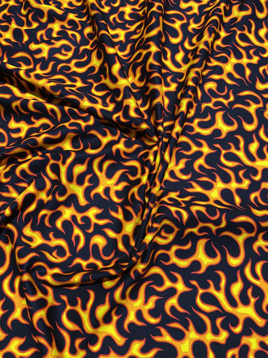 Novelty Classic Flames Fire Hot 100% Cotton Fabric HD High Quality Fabric by the Yard or Select Length | Gtex Fabrics