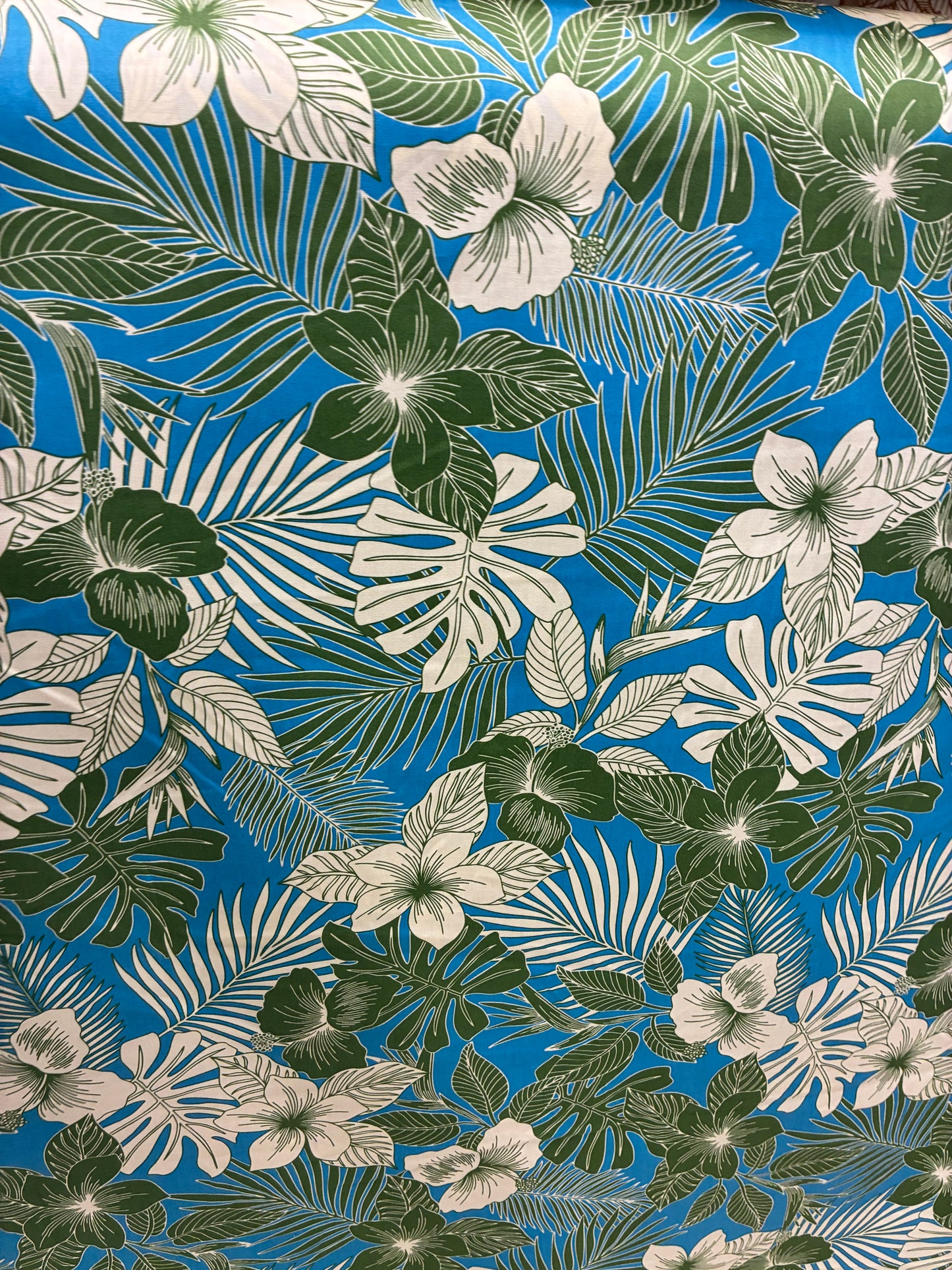 New Hawaiian Tropical Print Fabric – Blue 100% Cotton Fabric, 44” Wide Floral Island Print by the Yard