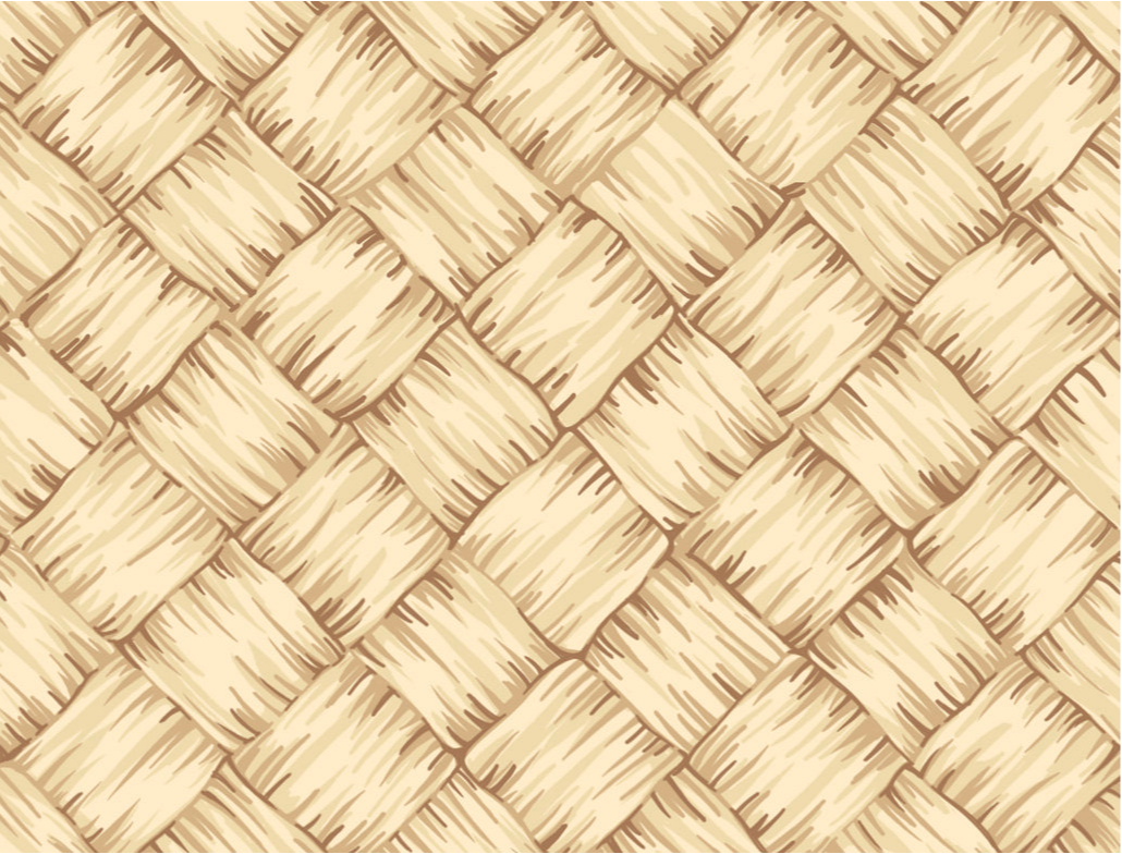 Hawaiian Lauhala & Raffia Mat Pattern Poly-Cotton Fabric – Tropical Woven Straw Print for Apparel & Decor