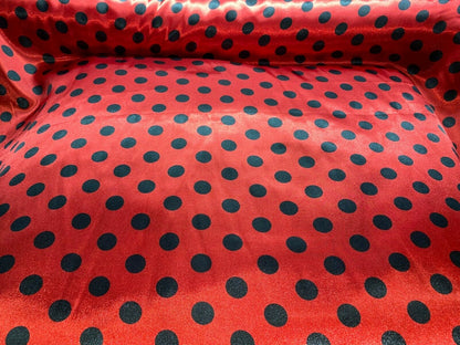 Polka Dot Tablecloth Drapery Apparel Fabric, Printed Charmeuse Satin 60" 100% Polyester Sold By The Yard | Gtex Fabrics