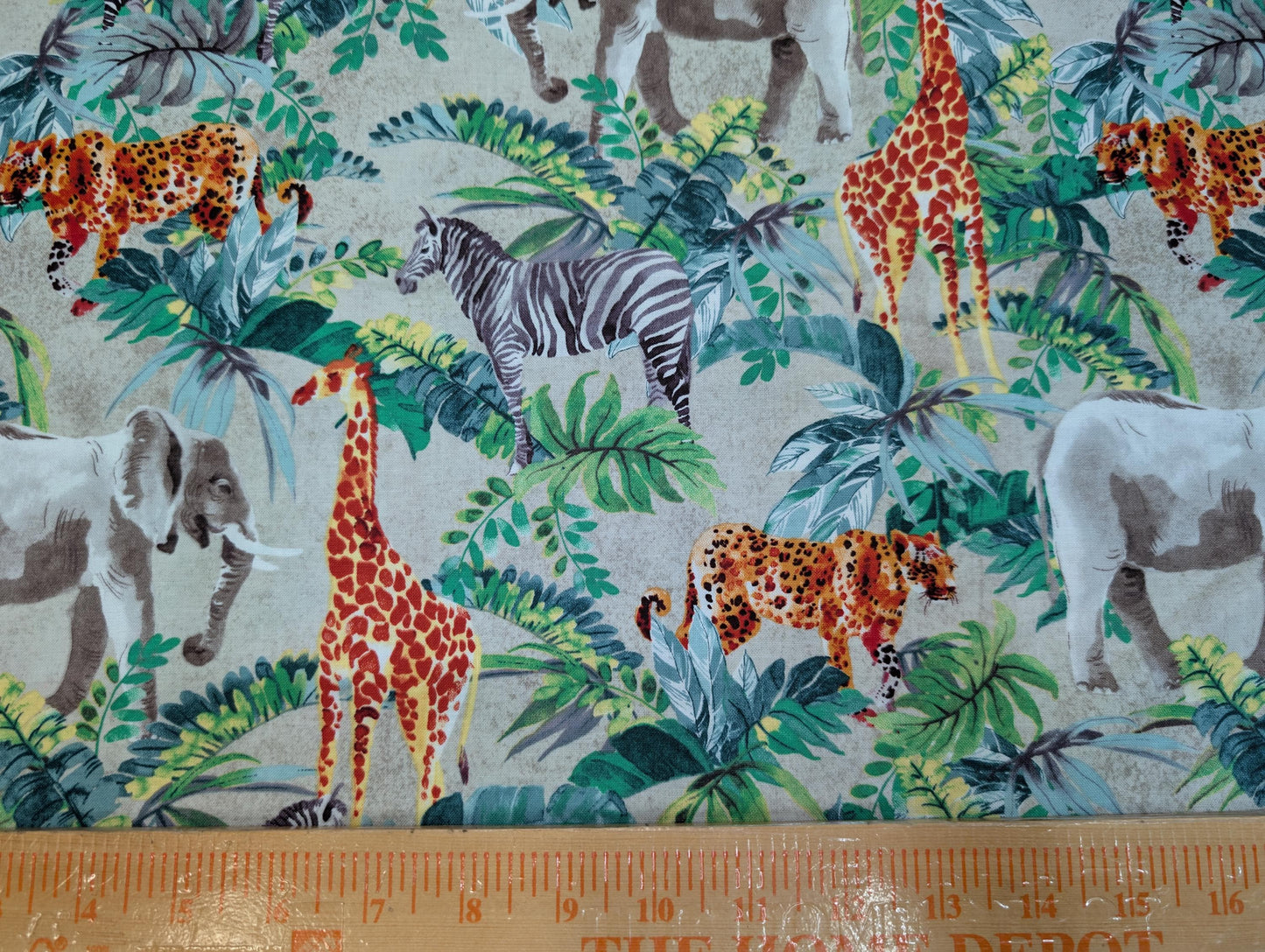 Kids Novelty Cotton Fabric Safari 100% Cotton Elephant Zebra Giraffe Leopard Zoo Quilt Cotton Fabric, By the yard, High-Quality HD Color | Gtex Fabrics