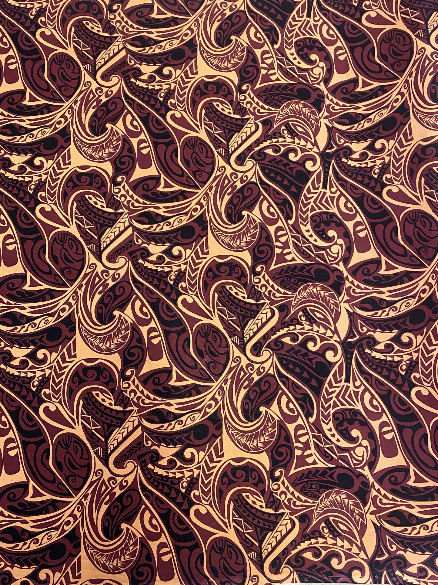 Polynesian Fabric - Fusion Tribal Tattoo, Samoan, Tongan, Island Fabric - Sold by the Yard - 100% Cotton Fabric 45" - New Design  | Gtex Fabrics