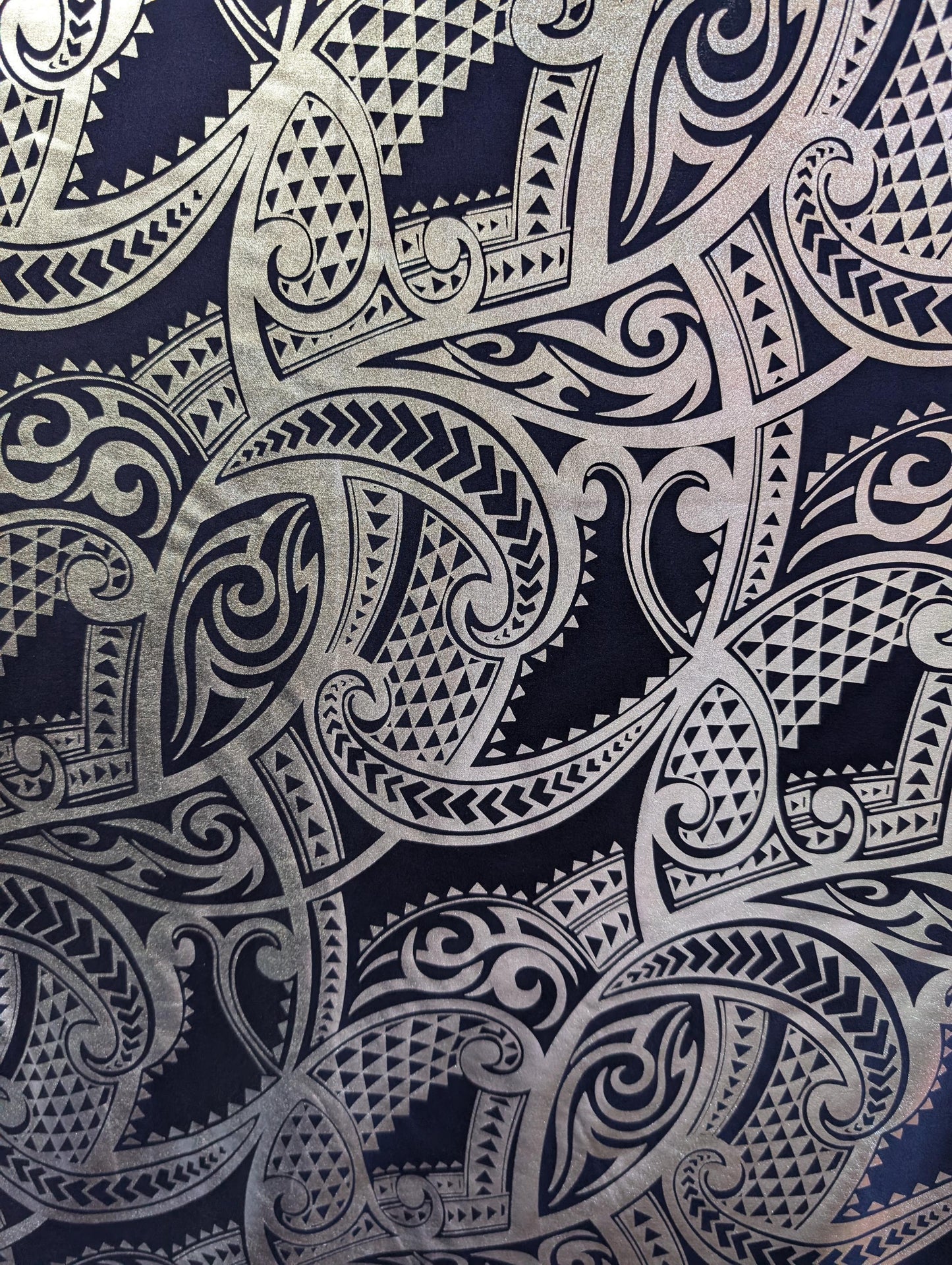 GTEX Collection - Traditional Polynesian Samoan Tongan Hawaiian Tattoo Hologram Foil Fabric | 58" Assorted Color Foil Fabric (Non-Stretch) | Gtex Fabrics