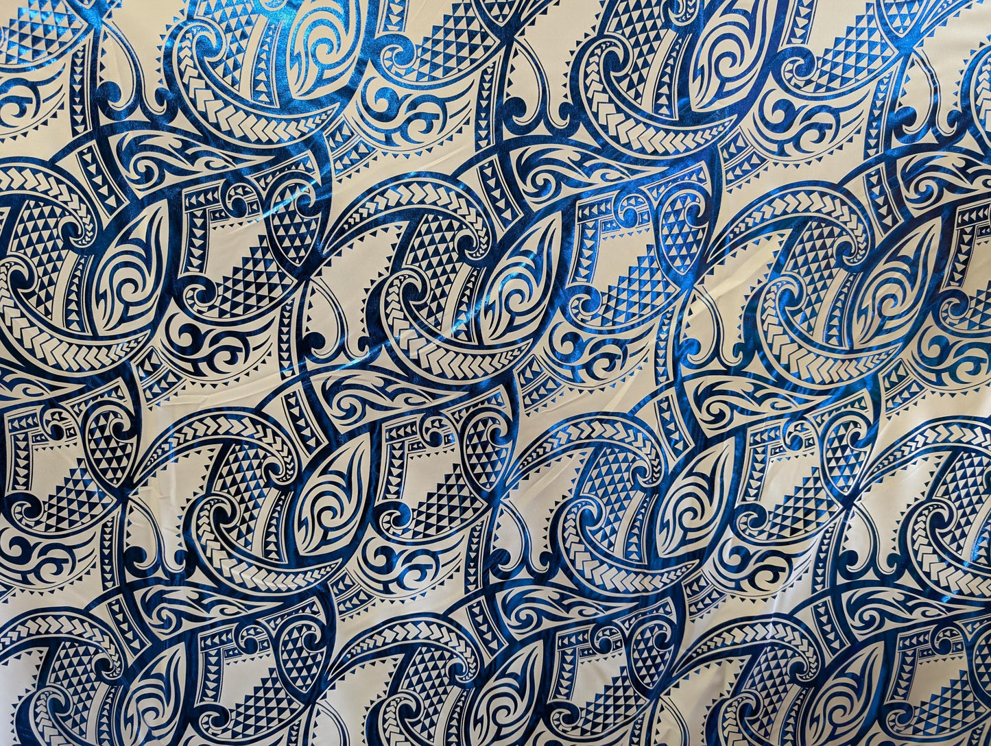 GTEX Collection - Traditional Polynesian Samoan Tongan Hawaiian Tattoo Hologram Foil Fabric | 58" Assorted Color Foil Fabric (Non-Stretch) | Gtex Fabrics
