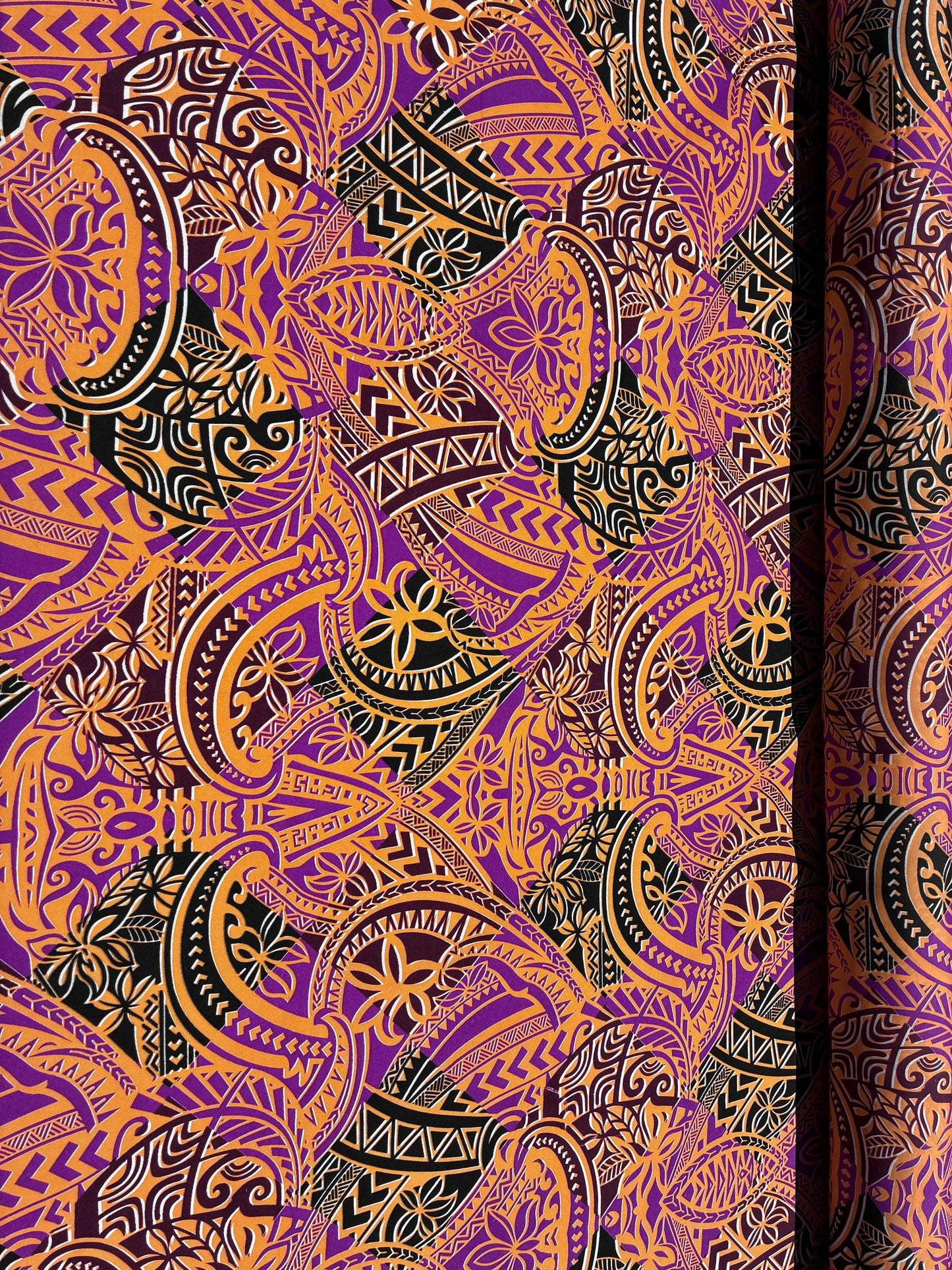 Polynesian Tribal Fabric – Island Print | 45” Wide | Lightweight Poly Cotton Feel | 100% Polyester | Sold by Yard or Roll | Gtex Fabrics