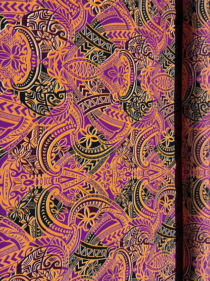 Polynesian Tribal Fabric – Island Print | 45” Wide | Lightweight Poly Cotton Feel | 100% Polyester | Sold by Yard or Roll | Gtex Fabrics