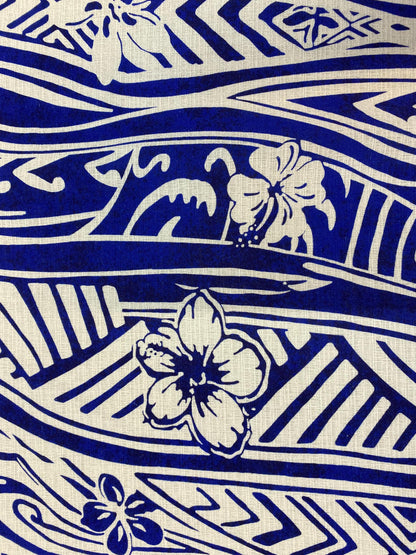 Polynesian Tribal Tattoo with Hibiscus, Doby Cloth, Lt. Bark Cloth, 100% Cotton, High Quality Rich Colors - New Design   | Gtex Fabrics