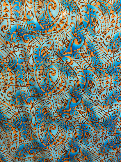 GTEX Collection Tribal Elegance - Polynesian Fabric - Tribal Tattoo, Island Fabric - Sold by the Yard - Rayon Fabric 45" - New Design   | Gtex Fabrics