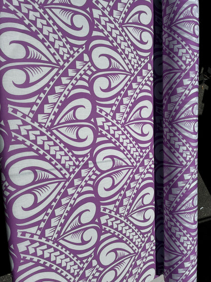 Polynesian Tribal Tattoo Heart Print – 45” Wide | Lightweight Soft Poly Cotton Fabric | Sold by Yard or Roll | Island Design | Wholesale  | Gtex Fabrics