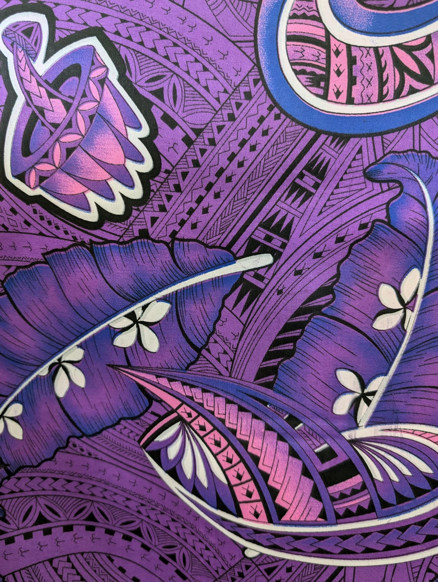 Premium Quality: Polynesian Elegance 36" Fabric – Tribal Tattoo Design, Poly Cotton Feel, Vibrant Colors, Made in Thailand | Gtex Fabrics