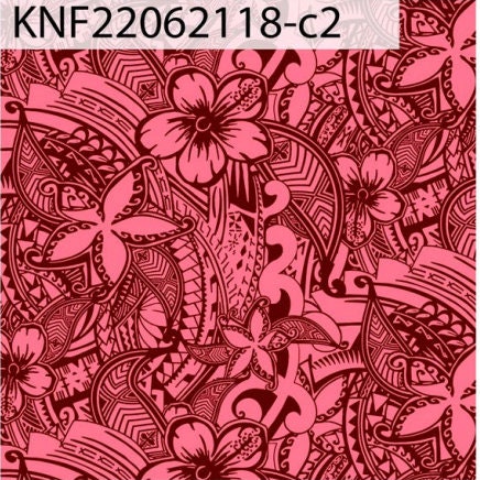 GTEX Collection KNF-18 - Polynesian Fabric -Digital Tribal Tattoo, Island Fabric - Sold by the Yard - FDY Peachskin Fabric 58" - New Design  | Gtex Fabrics