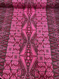 Polynesian Tongan Print, Tribal, Block Print, Polyester Fabric 45" - HD Design Island Fabric | POLY111 Pink