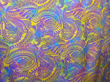 GTEX Collection P100 - Abstract Tribal Watercolor Tattoo Ink  Print Luau All Over Design - Peach Skin Fabric 45"  | Gtex Fabrics