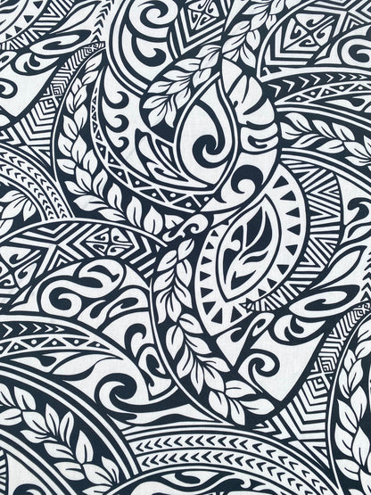 GTEX Collection - Polynesian Fabric - Tribal Tattoo Fabric - Sold by the Yard - Poly Cotton Poplin 58" Wide - Soft & Breathable Fabric   | Gtex Fabrics
