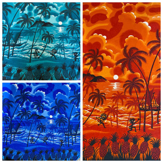 GTEX Collection - Island Print Tropical Hawaiian Polynesian Print Peach Skin Fabric 45" Sold By The Yard  | Gtex Fabrics