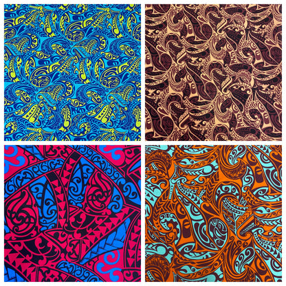 Polynesian Fabric - Fusion Tribal Tattoo, Samoan, Tongan, Island Fabric - Sold by the Yard - 100% Cotton Fabric 45" - New Design  | Gtex Fabrics