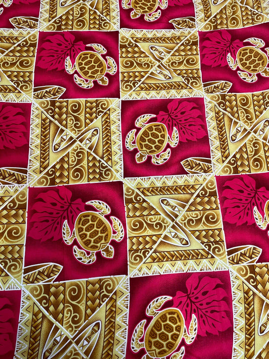 Polynesian Tapa Fabric - Tribal Hawaiian Cute and Unique Fabric Design - Sold by the Yard - Luxury Rayon Quality 45" | Gtex Fabrics