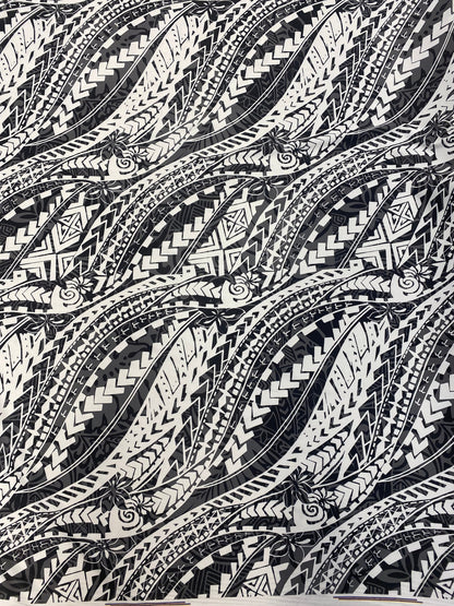 GTEX Collection - Polynesian Fabric -Tactical Tribal Tattoo Design, Island Fabric - Sold by the Yard - FDY Peachskin Fabric 58" - New Design | Gtex Fabrics