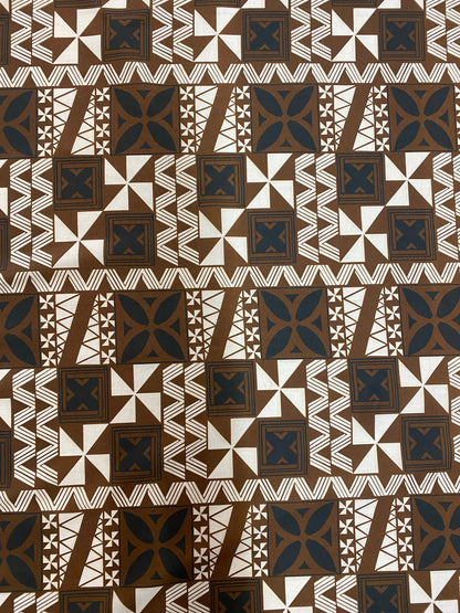 GTEX Collection - Polynesian Fabric - Fiji Tapa Block Print Fabric - Sold by the Yard - Poly Cotton Poplin 58" Wide - Soft & Breathable | Gtex Fabrics