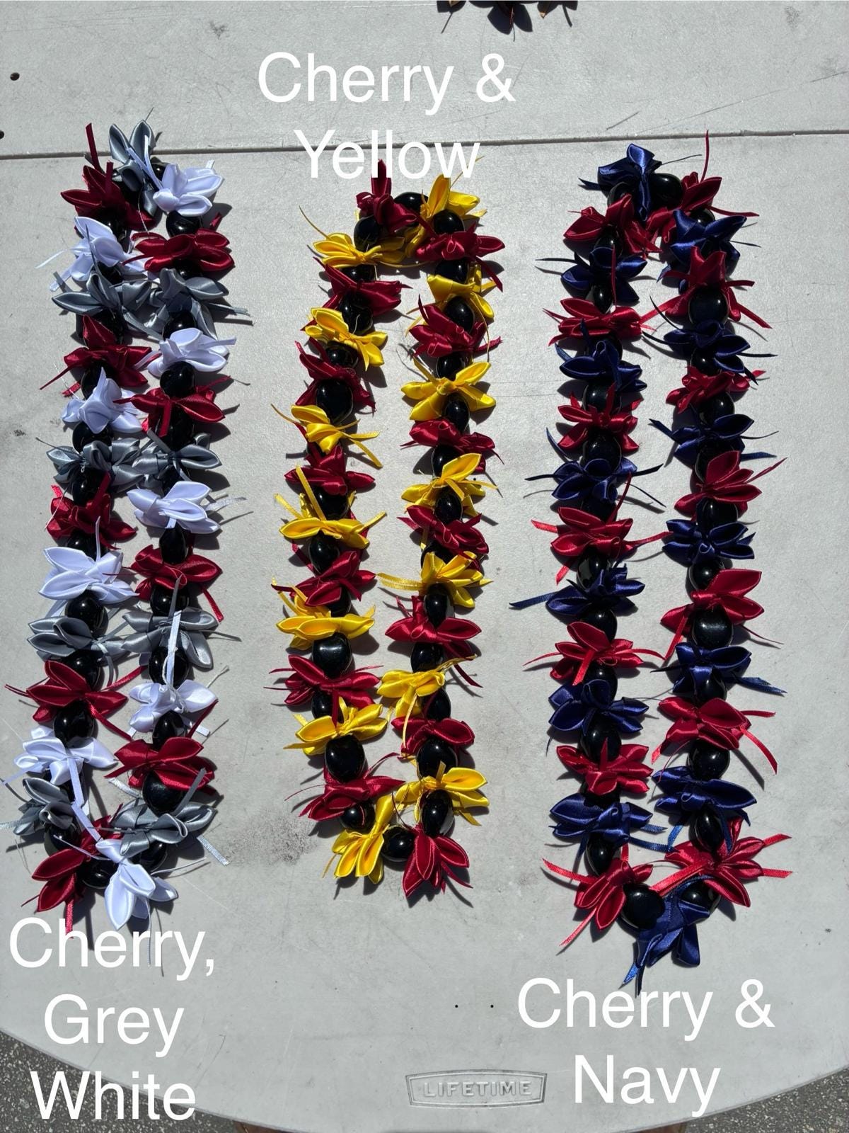 New Hawaiian Graduation Ribbon Kukui Nut Leis - Gift for Grads - Ceremony - New Design -Good Luck, Party, Recognition Wreath | Gtex Fabrics