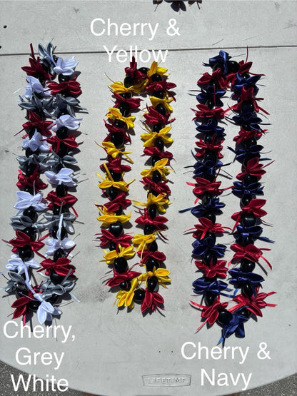 New Hawaiian Graduation Ribbon Kukui Nut Leis - Gift for Grads - Ceremony - New Design -Good Luck, Party, Recognition Wreath | Gtex Fabrics