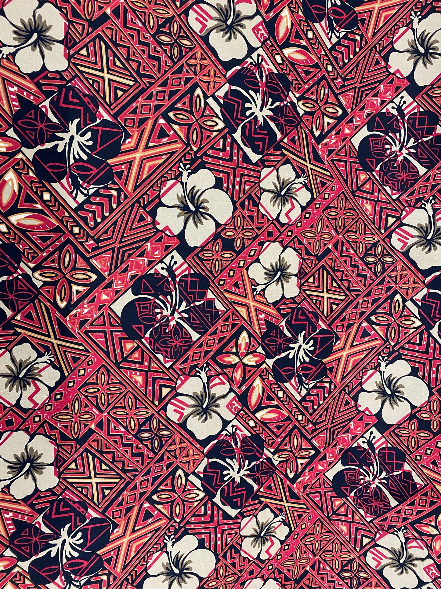 GTEX Collection - Polynesian Fabric -Tapa Fabric, Block Print, Floral Island Fabric - Sold by the Yard - 100% Cotton Fabric 45" - New Design | Gtex Fabrics