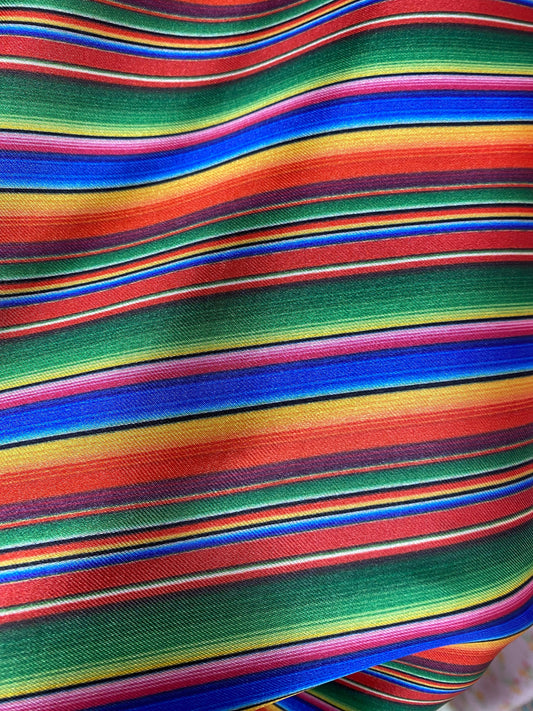 New Sarape Mexican Stripes Charmeuse Satin Fabric - 60" Polyester - By the Yard for Tablecloths, Drapery, and Apparel   | Gtex Fabrics