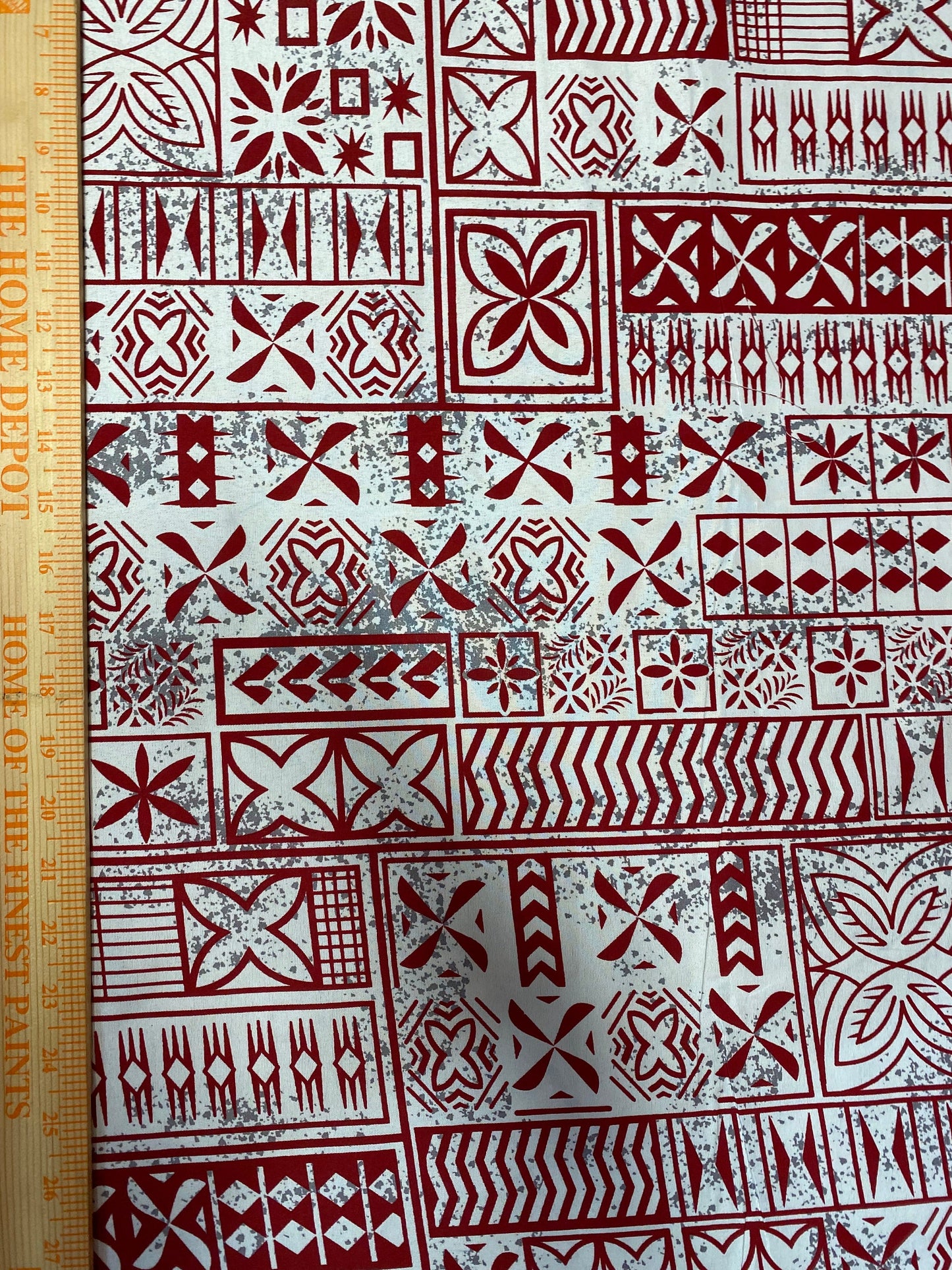 Polynesian Elegance: 36" Polyester Fabric with Poly Cotton Feel– Tribal and Floral Fusion  Tapa Block Print- Made In Thailand - Low Price 2  | Gtex Fabrics
