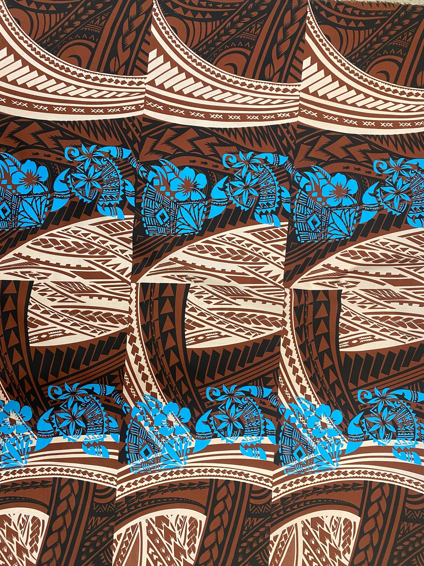 GTEX Collection - New Digital Tribal Tattoo Design with Hibiscus Flowers -Island Fabric - Sold by the Yard - Poly Cotton Fabric 45" | Gtex Fabrics
