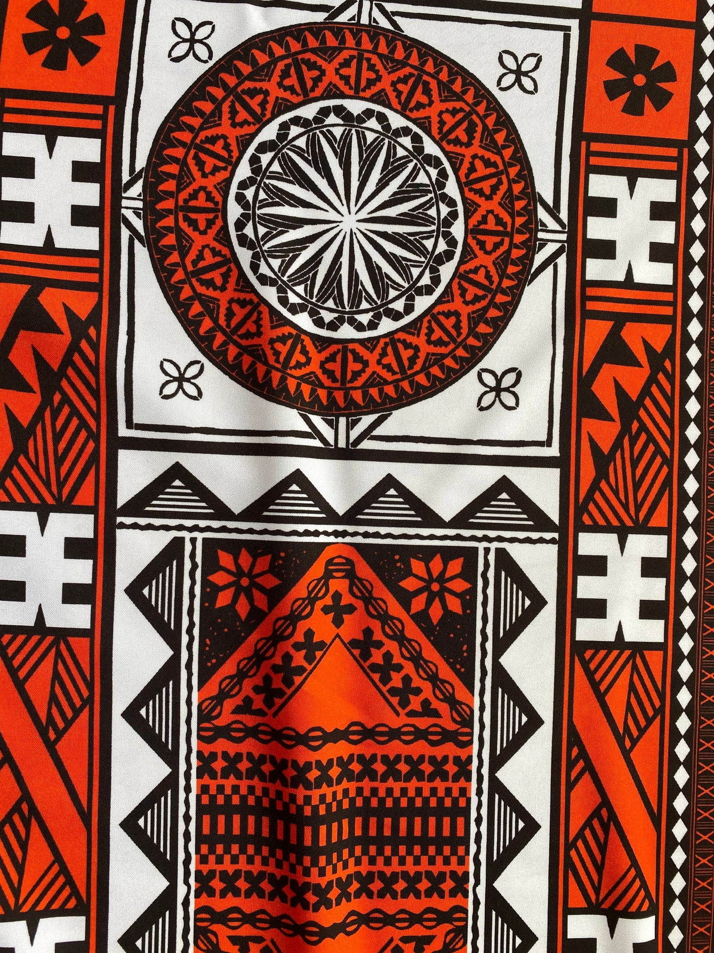 New Fijian Tapa Block Print Fabric - Polynesian Design - Peach Skin Fabric- by the Yard 58" Wide - Fiji Material |Solid Medium Satin Fabric, Charmeuse, Costume, Lining, Décor, Apparel & Fashion Fabric | Gtex Fabrics