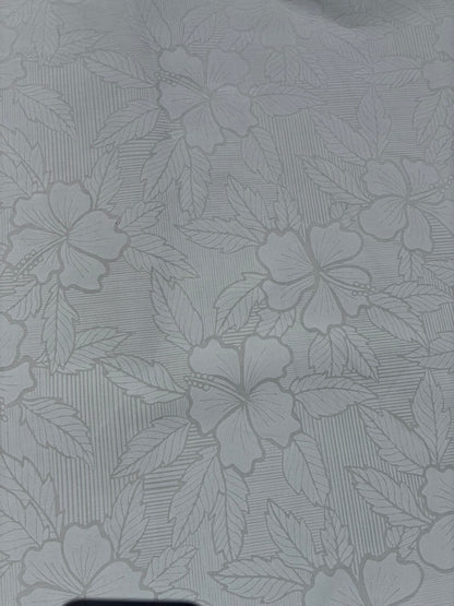 Hibiscus & Leaf Fabric – White on White Poly Cotton Blend Fabric, 44” Wide Tropical Island Print by the Yard