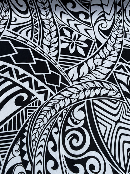 New Polynesian Tribal Tapa Tattoo Fabric Black and White 100% Cotton Fabric, 44” Wide Island Print by the Yard