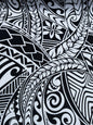 New Polynesian Tribal Tapa Tattoo Fabric Black and White 100% Cotton Fabric, 44” Wide Island Print by the Yard