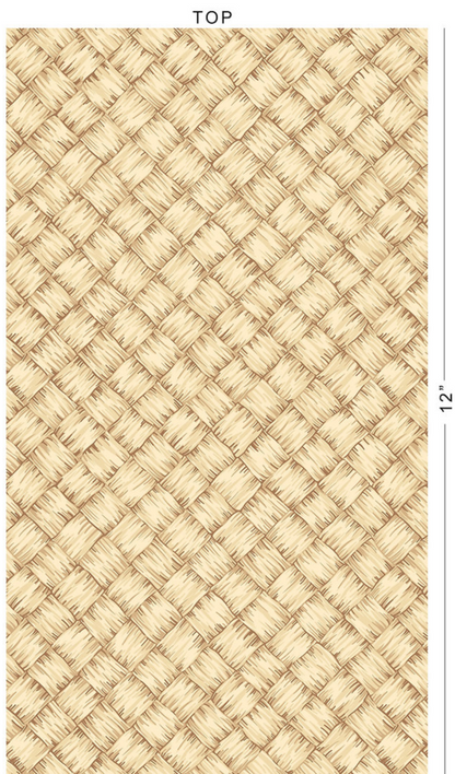 Hawaiian Lauhala & Raffia Mat Pattern Poly-Cotton Fabric – Tropical Woven Straw Print for Apparel & Decor