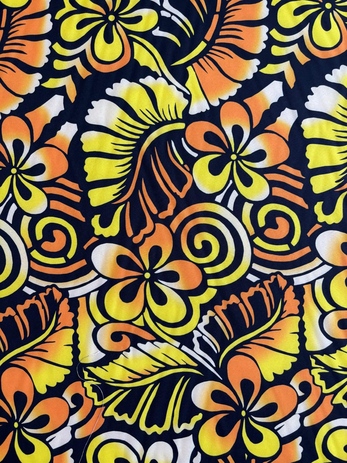 New Polynesian Tribal & Floral Fabric - Islander Design - Peach Skin Fabric- by the Yard 58" Wide -Made in Thailand | Gtex Fabrics