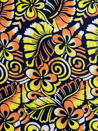 New Polynesian Tribal & Floral Fabric - Islander Design - Peach Skin Fabric- by the Yard 58" Wide -Made in Thailand | Gtex Fabrics
