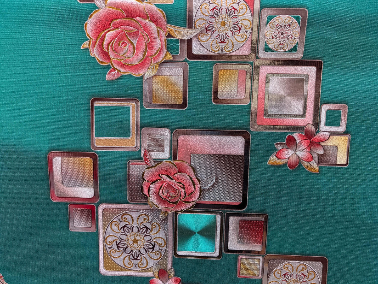 High Quality 54" Vinyl Table Cover Fabric, Lined, Flower Design - By The Yard (No Felack) | Gtex Fabrics