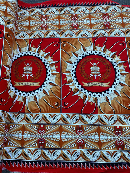 GTEX Collection B500 - Polynesian Tapa Fabric, Island Fabric, High Quality Vibrant New Design, Tonga Island Fabric, Seal of Tonga, Tradition | Gtex Fabrics