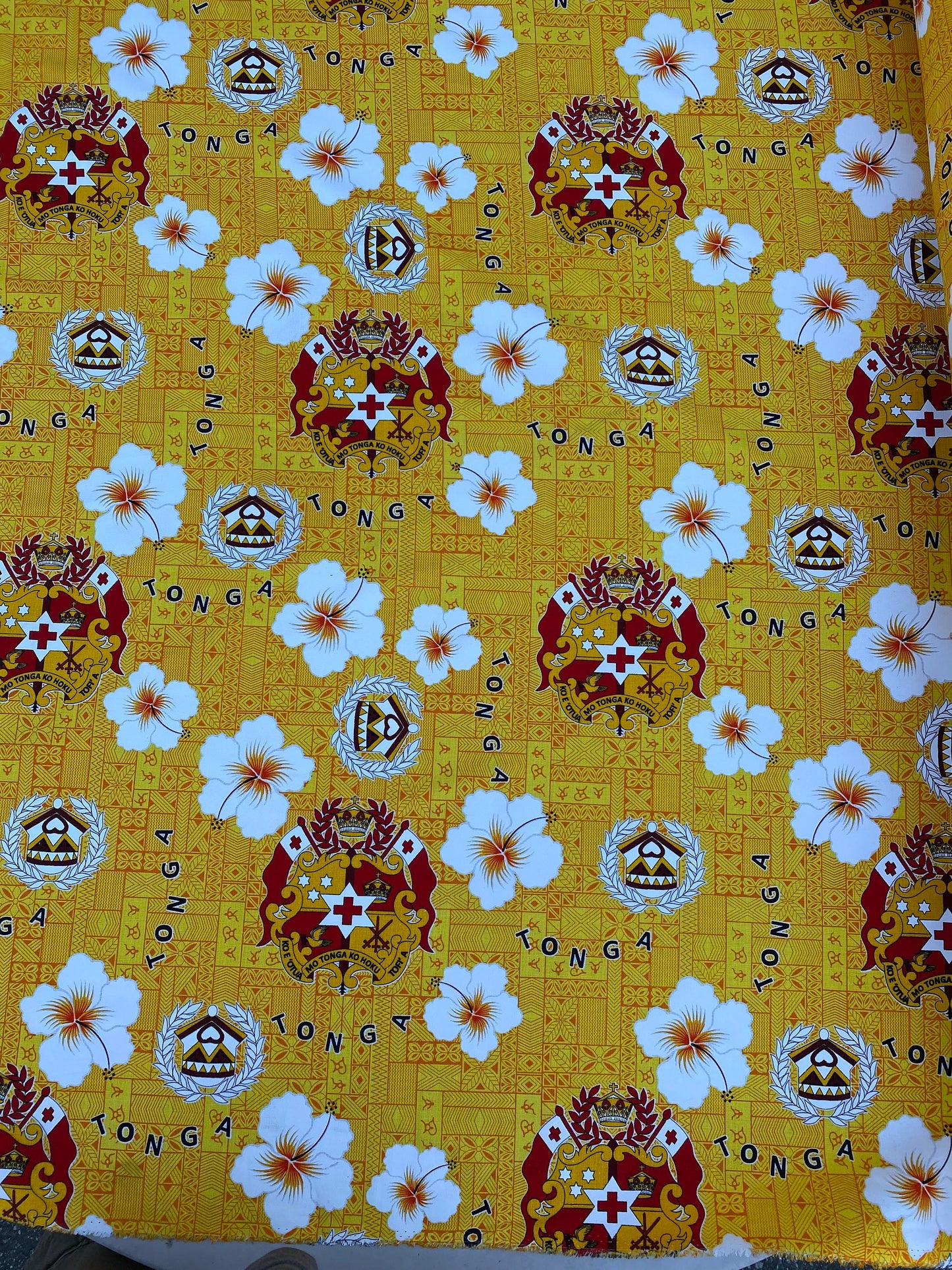 GTEX Collection B600 - Polynesian Tapa Fabric, Island Fabric, High Quality Vibrant New Design, Tonga Island Fabric, Seal of Tonga, Tradition | Gtex Fabrics