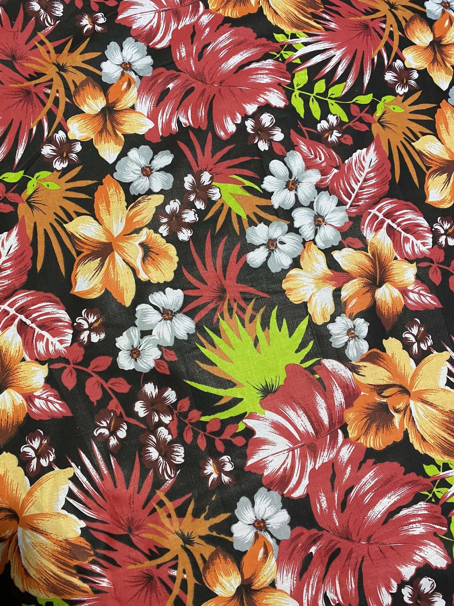 GTEX Collection C111 - Hawaiian Print Luau Floral All Over Design - Poly Cotton Fabric 60"  | Gtex Fabrics