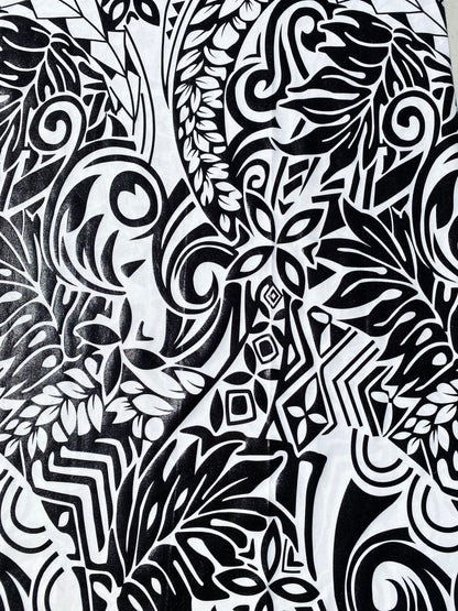 GTEX Collection- Exquisite Traditional Polynesian Tattoo Design | Foil Fabric - Stretch Scuba Fabric - 63" High-Quality Shimmer Design  | Gtex Fabrics