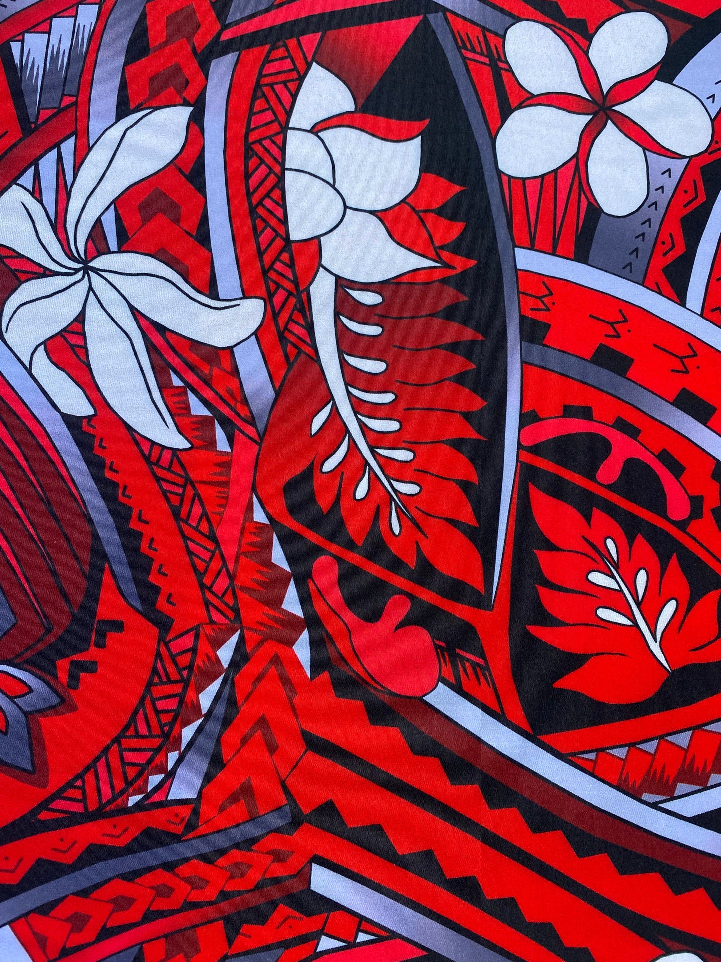 New Tropical Floral and Tribal Polynesian Fabric - Peach Skin Fabric- by the Yard 58" Wide - New Design - Island Fabric 105  | Gtex Fabrics