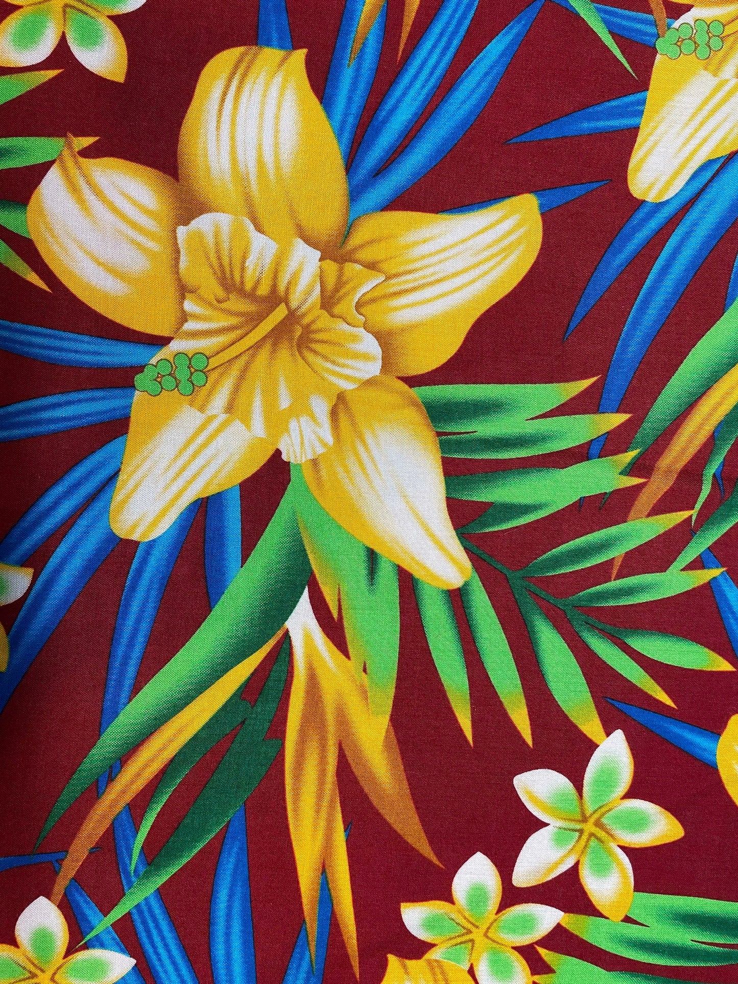 Polynesian Tapa Fabric - Plumeria Hawaiian Cute and Unique Fabric Design - Sold by the Yard - Luxury Rayon Quality 45"  | Gtex Fabrics