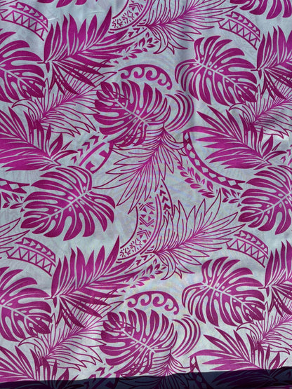 Gtex Collection- Polynesian Elegance: 36" Polyester Fabric with Poly Cotton Feel – Monstera Plant Design - Vibrant Colors - Wholesale Price | Gtex Fabrics