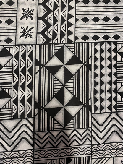 Polynesian Elegance: 36" Polyester Fabric with Poly Cotton Feel– Tribal and Floral Fusion  Tapa Block Print- Made In Thailand - Low Price  | Gtex Fabrics