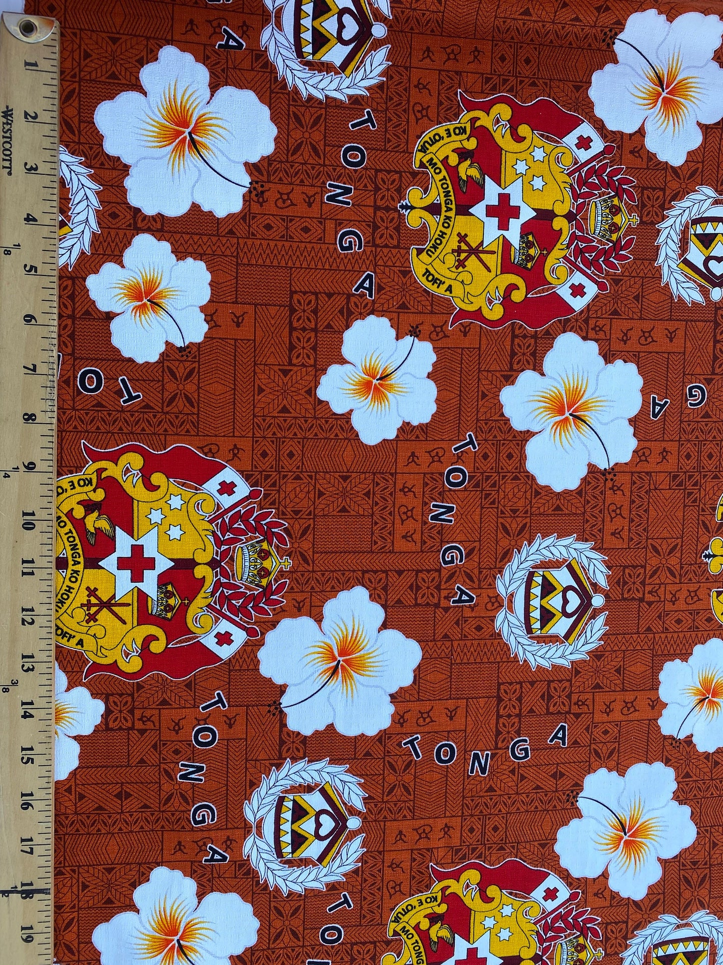 GTEX Collection B600 - Polynesian Tapa Fabric, Island Fabric, High Quality Vibrant New Design, Tonga Island Fabric, Seal of Tonga, Tradition | Gtex Fabrics