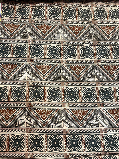 New Zealand Print - Tapa Tribal Block Print Fabric - Polynesian Fabric by the Yard 58" Mini Matt Fabric   | Gtex Fabrics